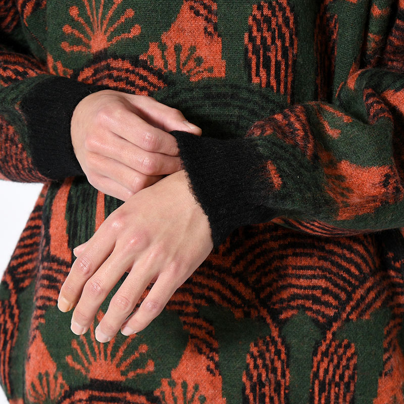 KABUTO MOHAIR CREW KNIT -ORANGE/GREEN-