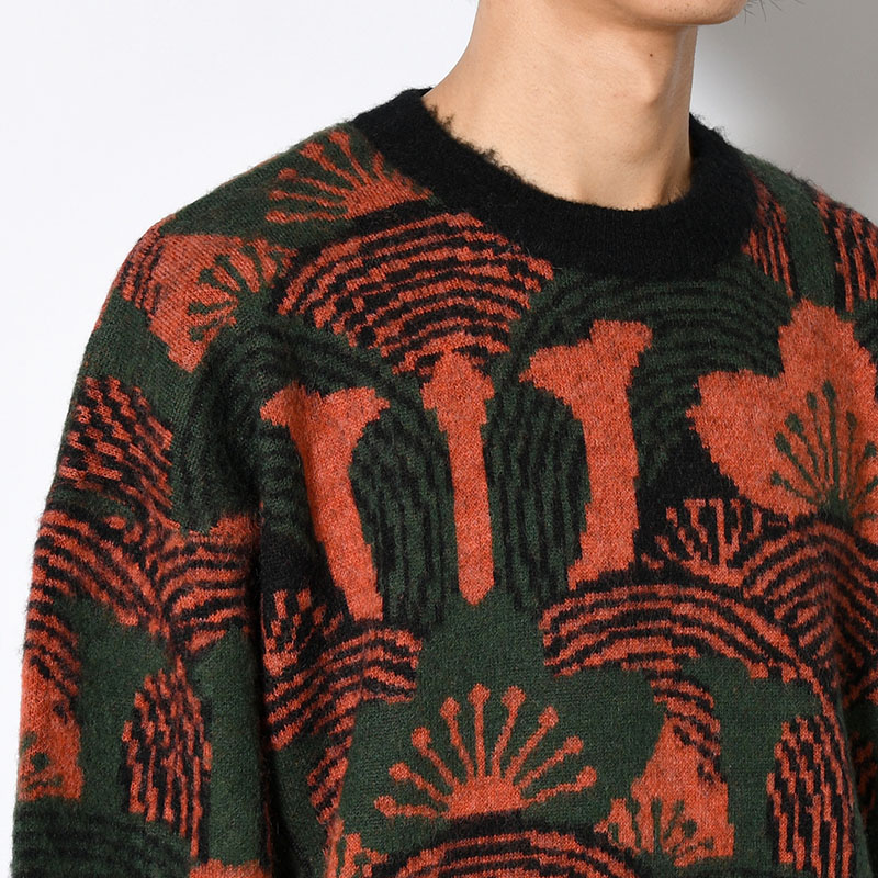 KABUTO MOHAIR CREW KNIT -ORANGE/GREEN-