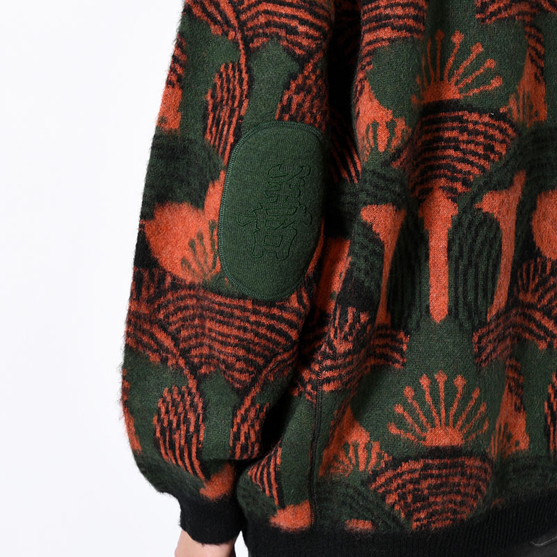 KABUTO MOHAIR CREW KNIT -ORANGE/GREEN-