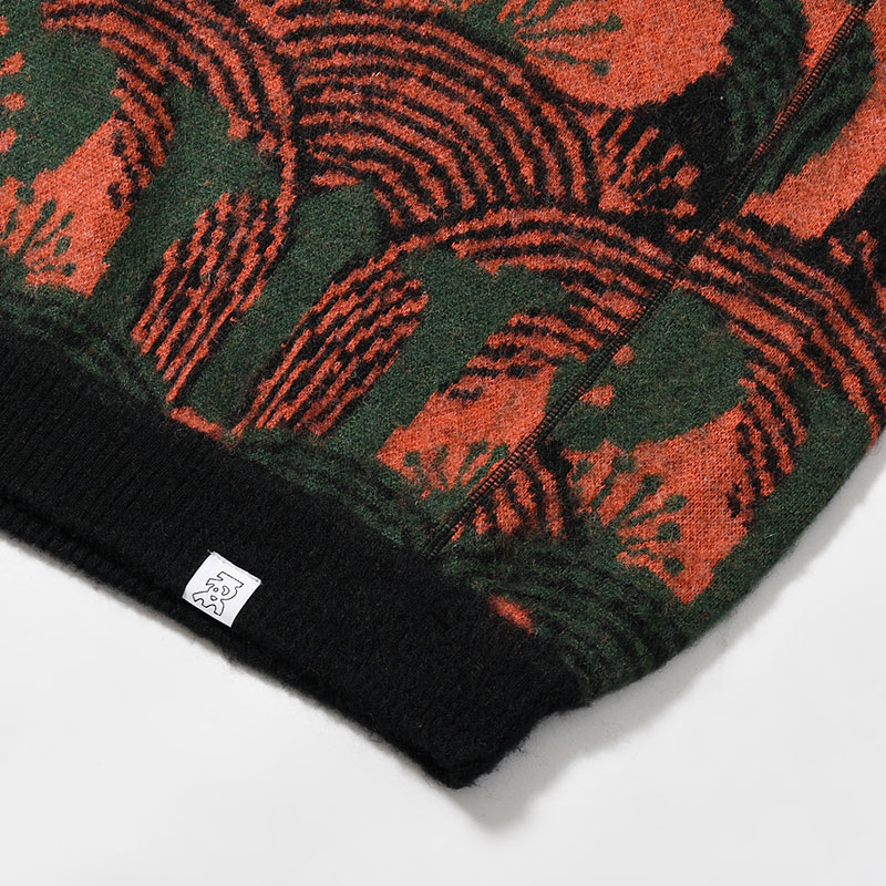 KABUTO MOHAIR CREW KNIT -ORANGE/GREEN-