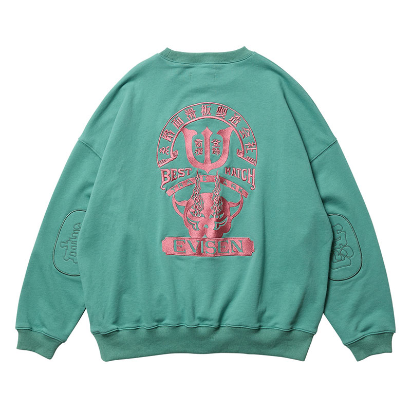 TIGER MATCH EMBLEM CREW SWEAT -2.COLOR-(TURQUOISE)