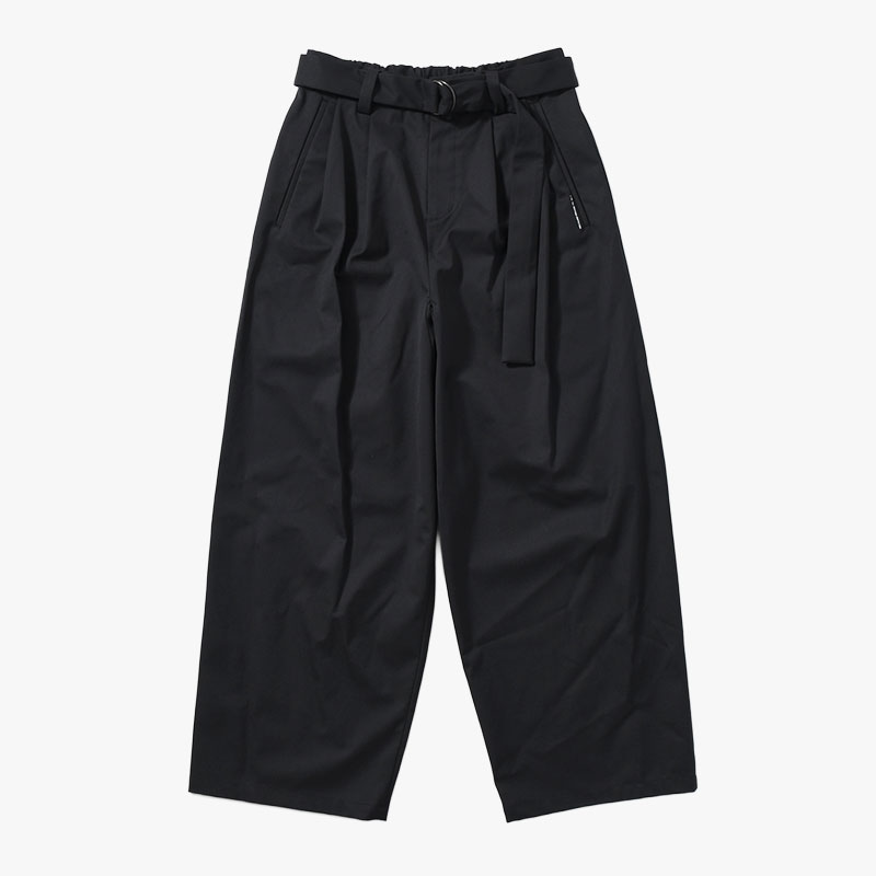 WATERPROOF TECH WOOL WIDE PANTS -BLACK-