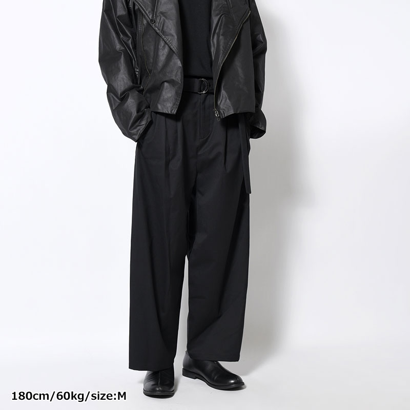 WATERPROOF TECH WOOL WIDE PANTS -BLACK-