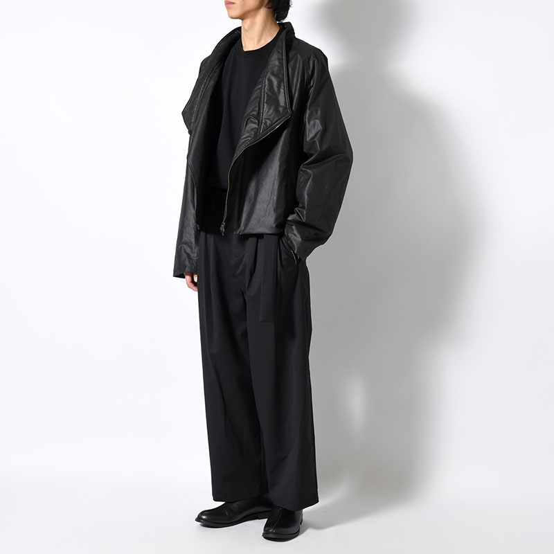 WATERPROOF TECH WOOL WIDE PANTS -BLACK-