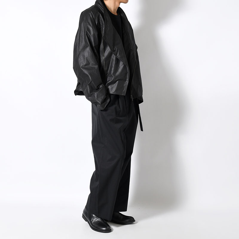 WATERPROOF TECH WOOL WIDE PANTS -BLACK-