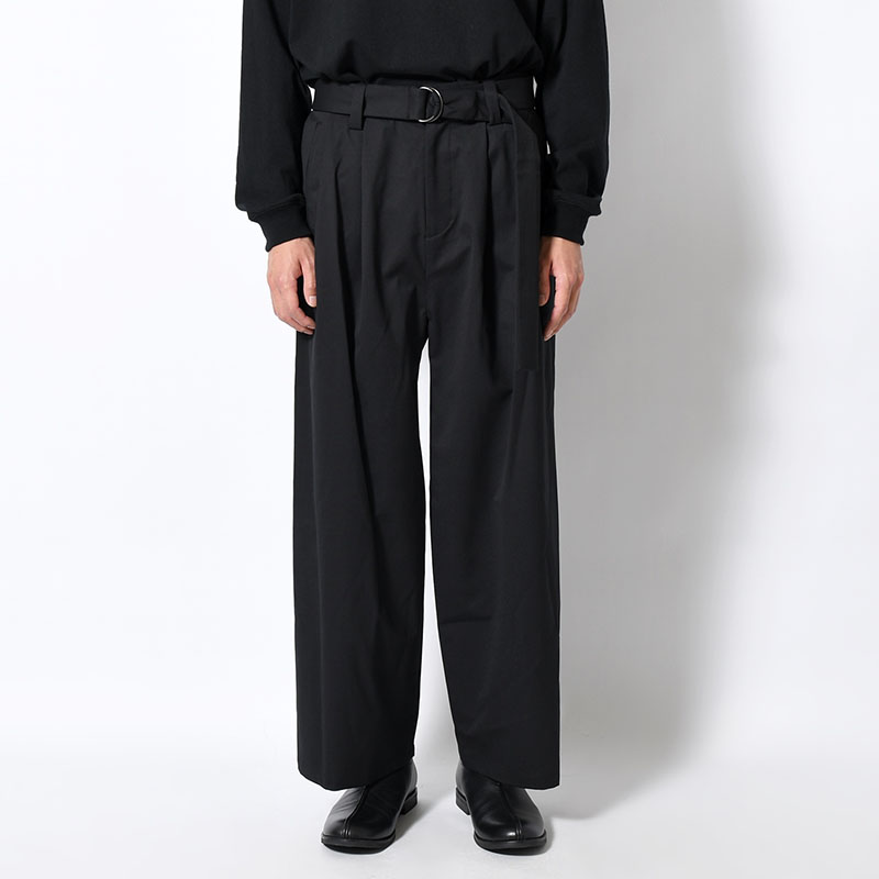 WATERPROOF TECH WOOL WIDE PANTS -BLACK-