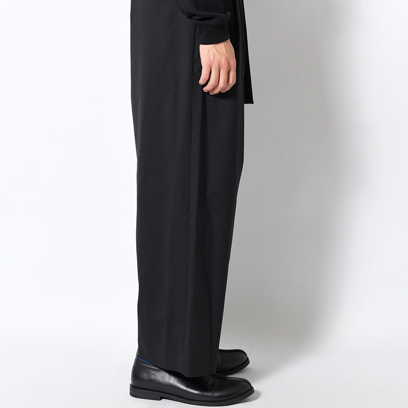 WATERPROOF TECH WOOL WIDE PANTS -BLACK-