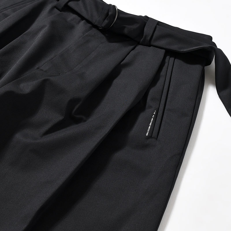 WATERPROOF TECH WOOL WIDE PANTS -BLACK-