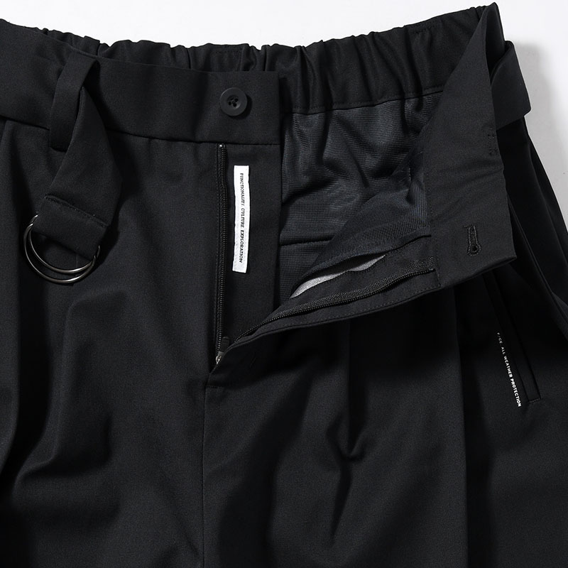 WATERPROOF TECH WOOL WIDE PANTS -BLACK-