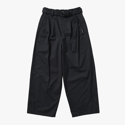 WATERPROOF TECH WOOL WIDE PANTS -BLACK-