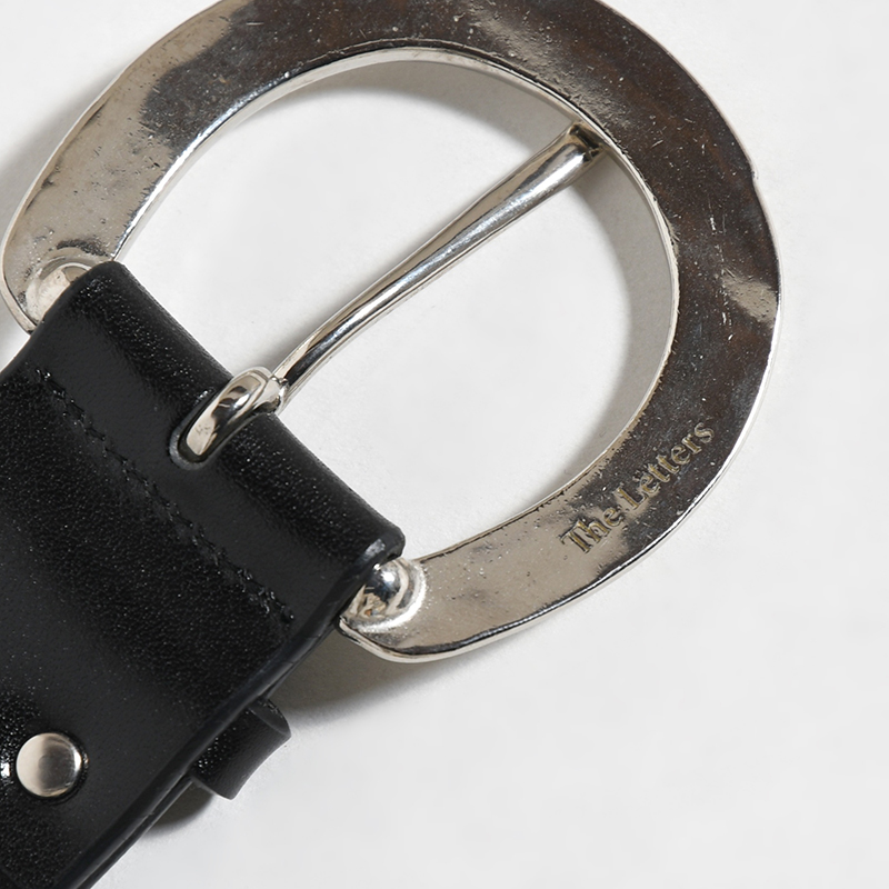 HORSESHOE BUCKLE BELT -COW HIDE- -BLACK-