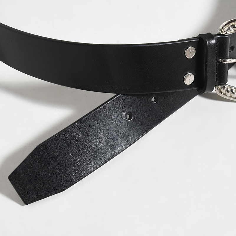 HORSESHOE BUCKLE BELT -COW HIDE- -BLACK-