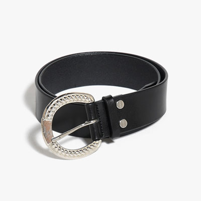 HORSESHOE BUCKLE BELT -COW HIDE- -BLACK-