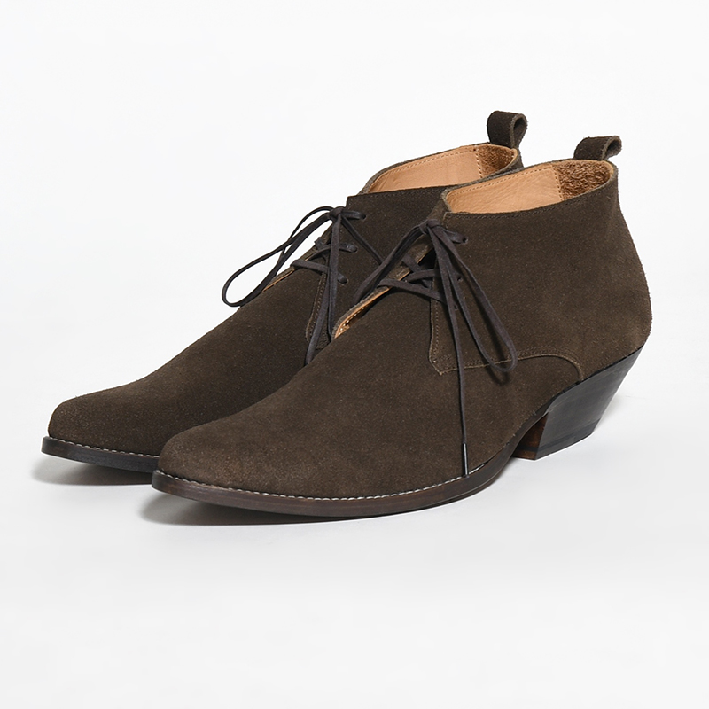 WESTERN MID CUT LACEUP BOOTS -COW SUEDE- -CHOCOLATE-