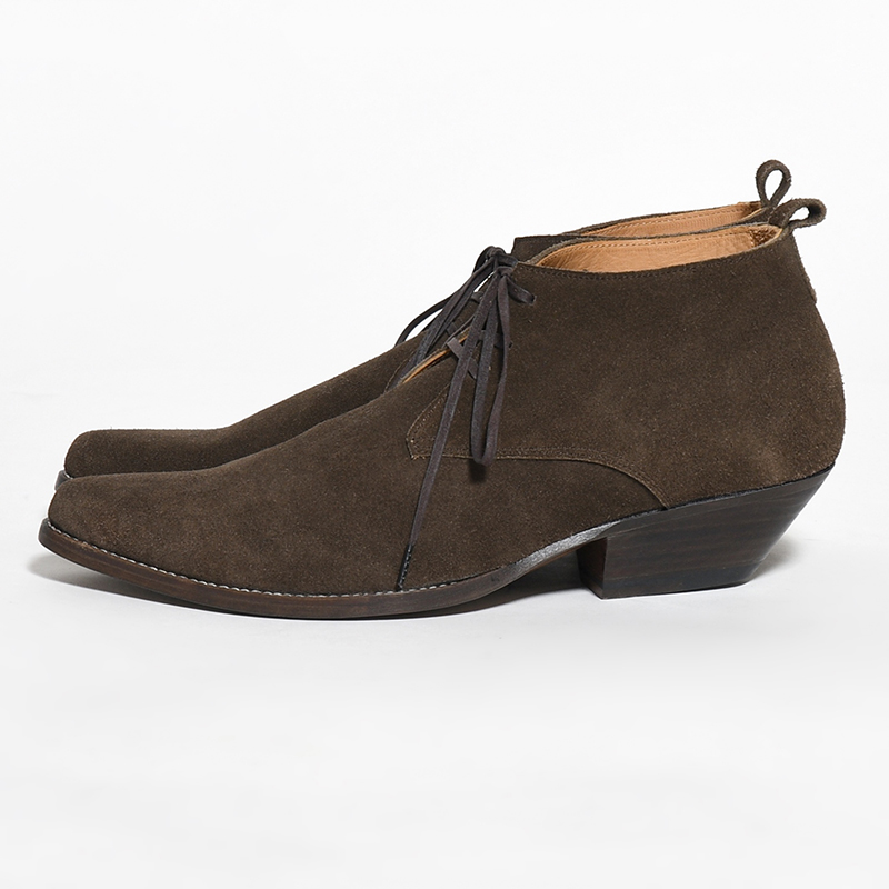 WESTERN MID CUT LACEUP BOOTS -COW SUEDE- -CHOCOLATE-
