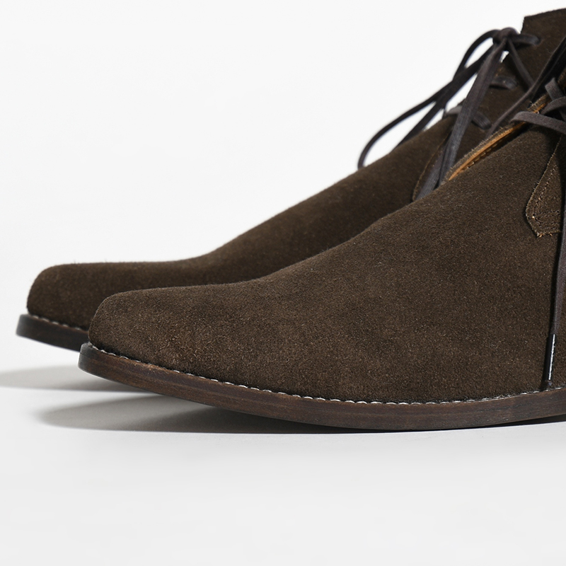 WESTERN MID CUT LACEUP BOOTS -COW SUEDE- -CHOCOLATE-