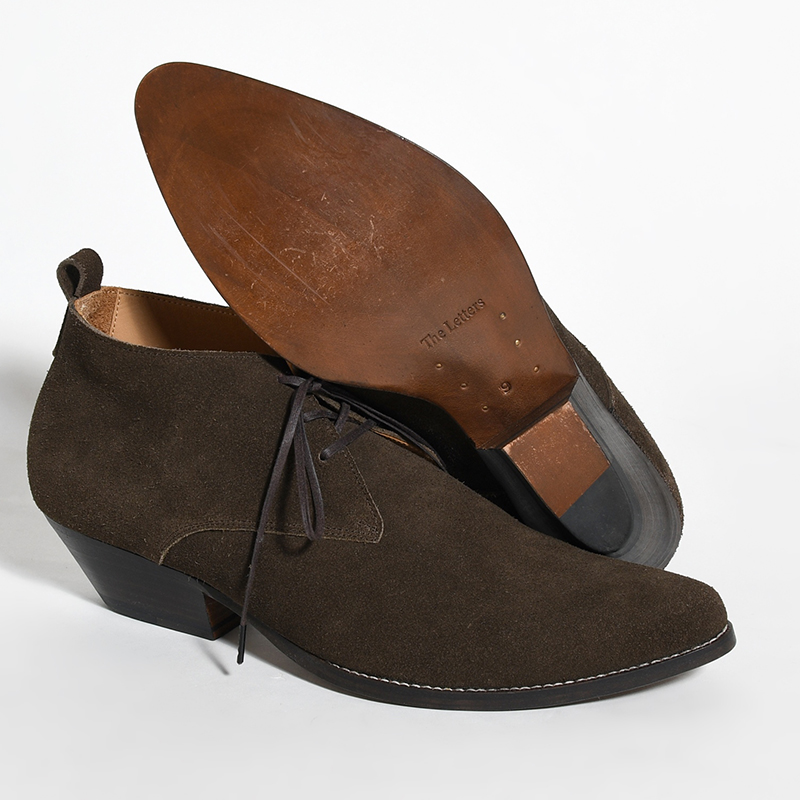 WESTERN MID CUT LACEUP BOOTS -COW SUEDE- -CHOCOLATE-