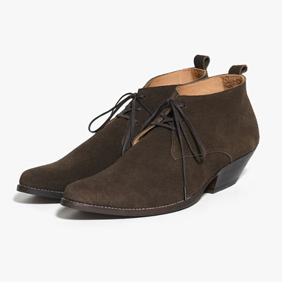WESTERN MID CUT LACEUP BOOTS -COW SUEDE- -CHOCOLATE-