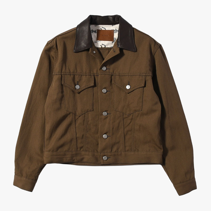TRUCKER JACKET -WOOL LINEN TWILL- -MOCHA-