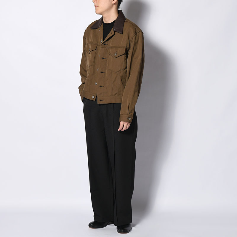 TRUCKER JACKET -WOOL LINEN TWILL- -MOCHA-