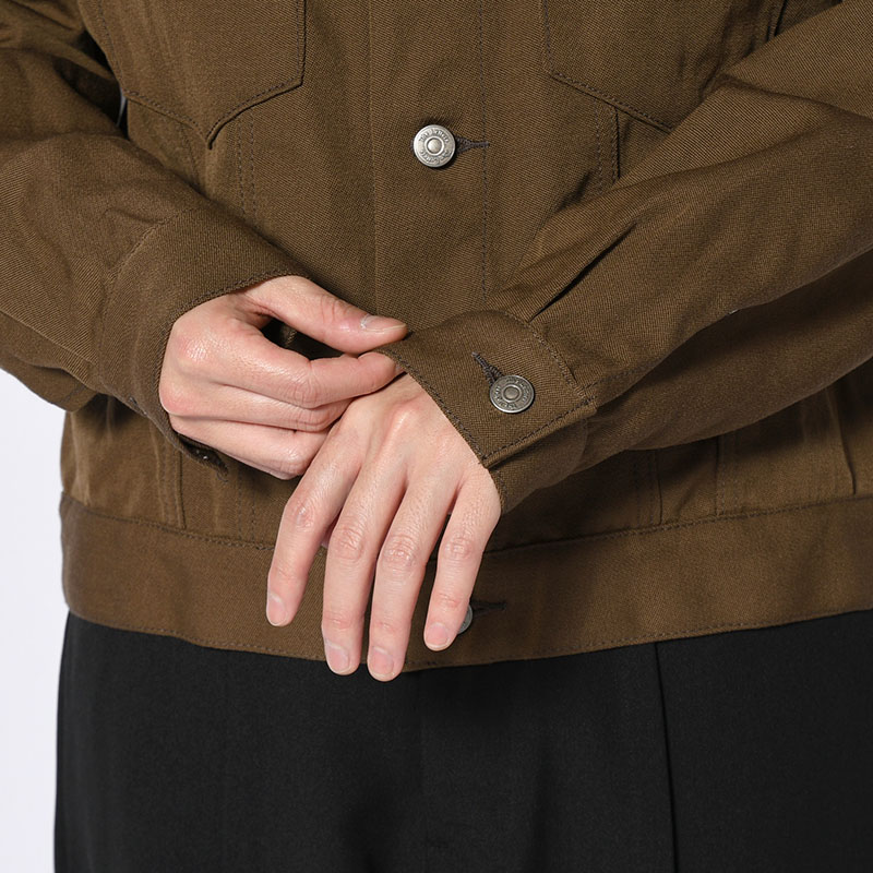 TRUCKER JACKET -WOOL LINEN TWILL- -MOCHA-