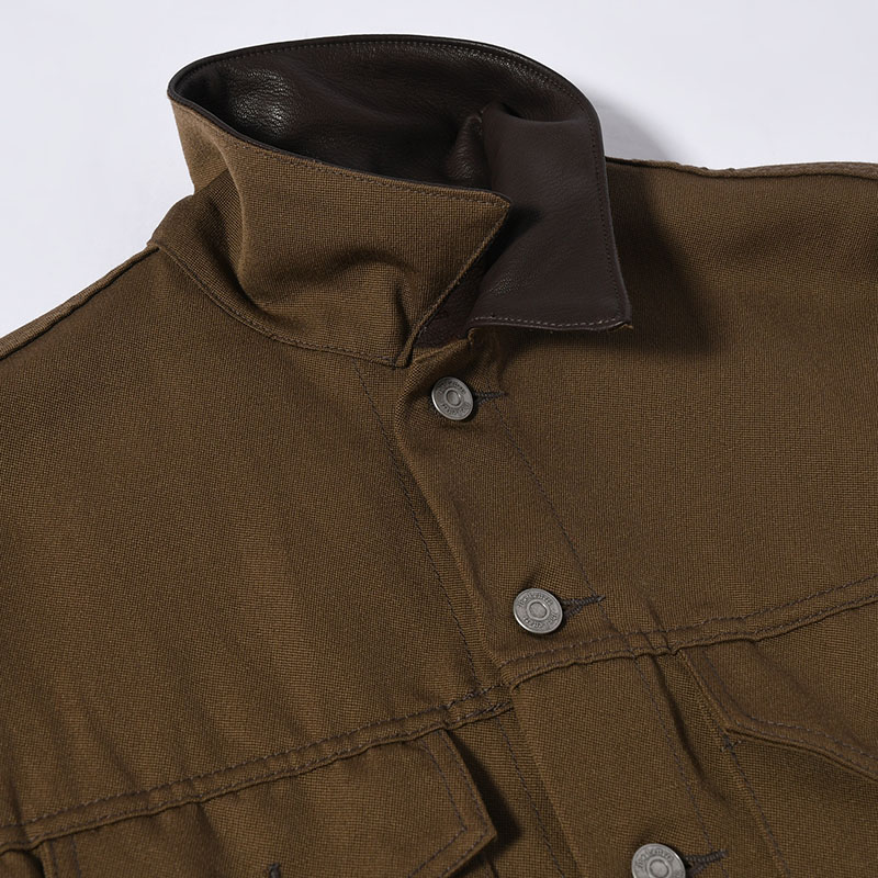 TRUCKER JACKET -WOOL LINEN TWILL- -MOCHA-
