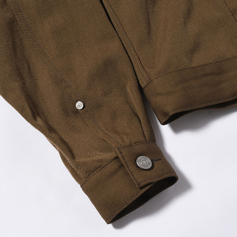TRUCKER JACKET -WOOL LINEN TWILL- -MOCHA-