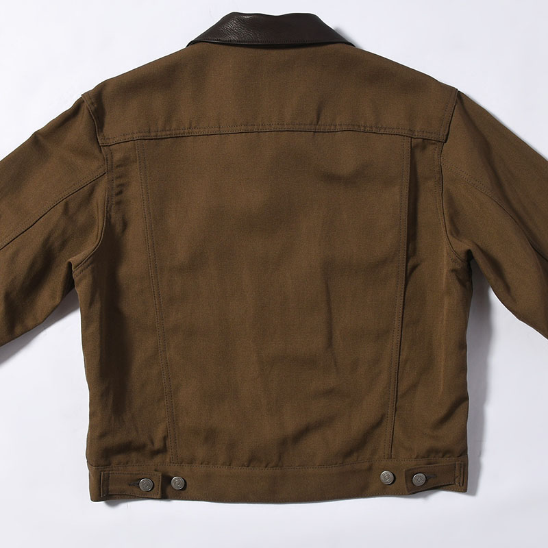 TRUCKER JACKET -WOOL LINEN TWILL- -MOCHA-