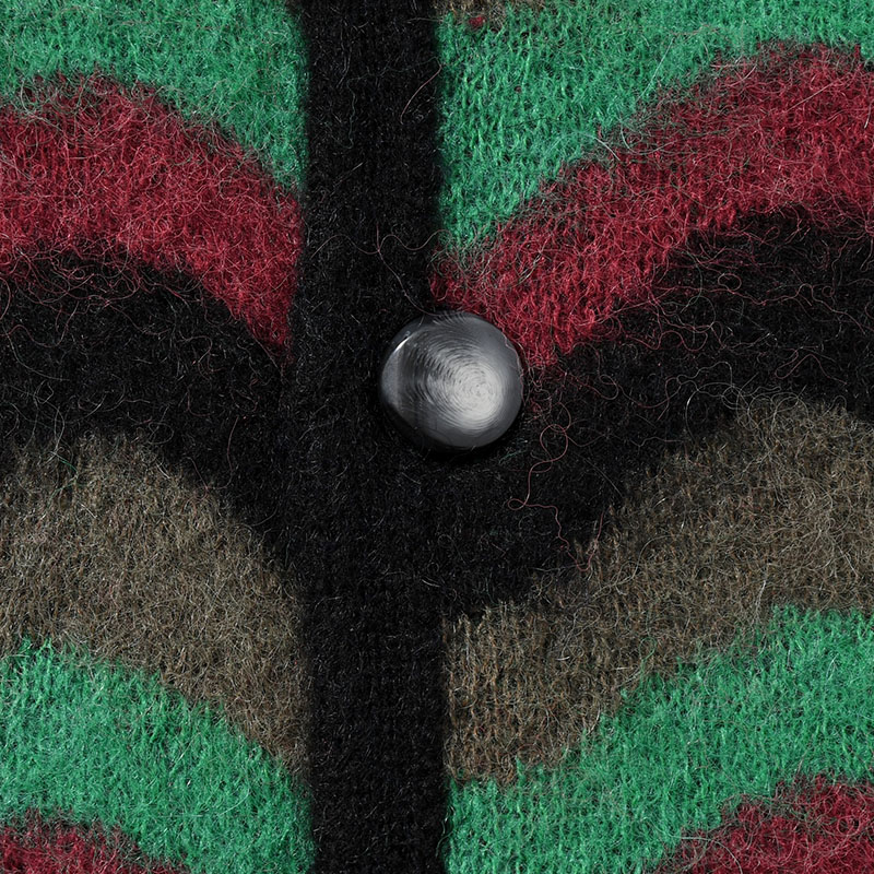 WAVE MOHAIR CARDIGAN -GREEN×BLACK-