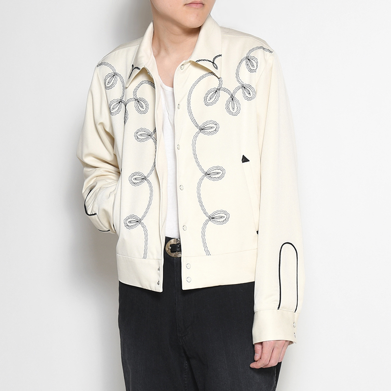 BOLERO EMBROIDERY JACKET -RAYON GABARDINE- -ECRU-