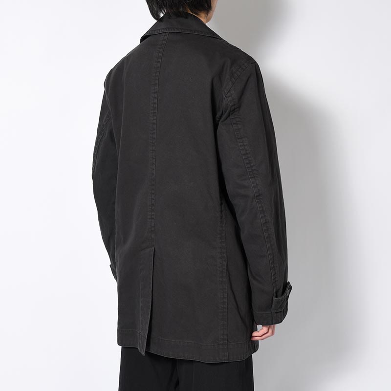 DOUBLE-BREASTED PEACOAT -BLACK-