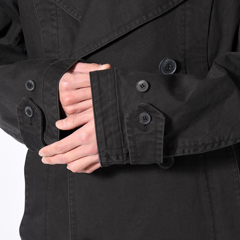 DOUBLE-BREASTED PEACOAT -BLACK-