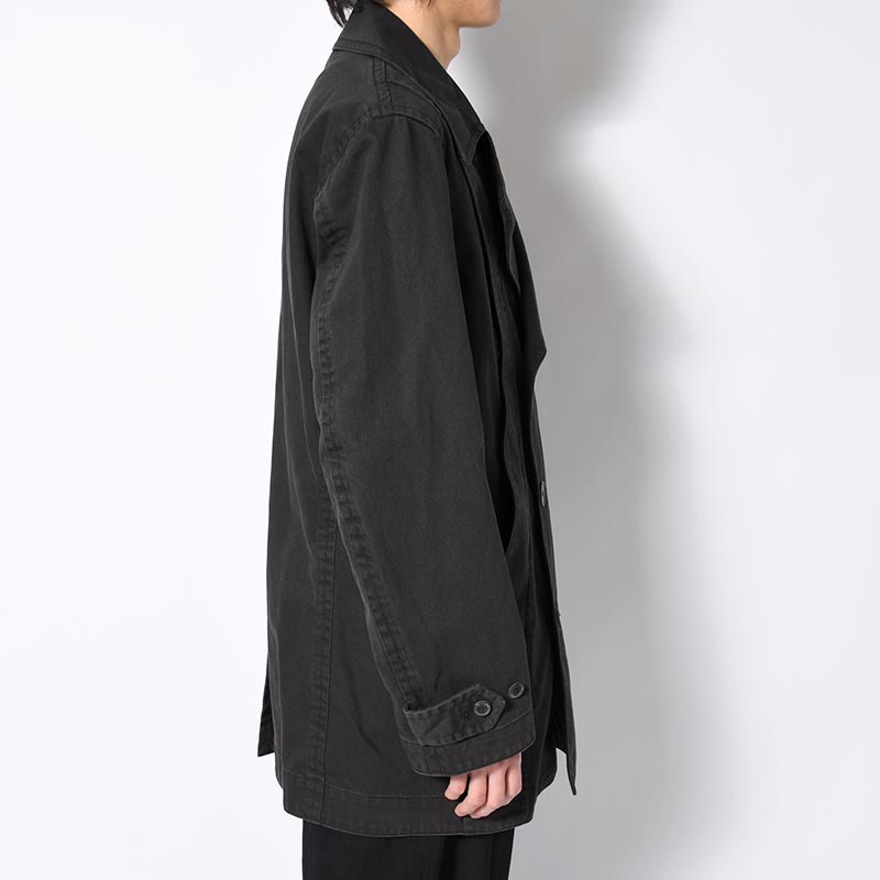 DOUBLE-BREASTED PEACOAT -BLACK-