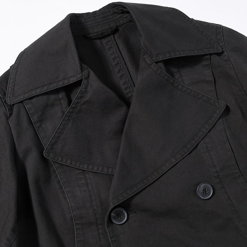 DOUBLE-BREASTED PEACOAT -BLACK-