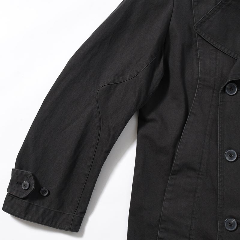 DOUBLE-BREASTED PEACOAT -BLACK-