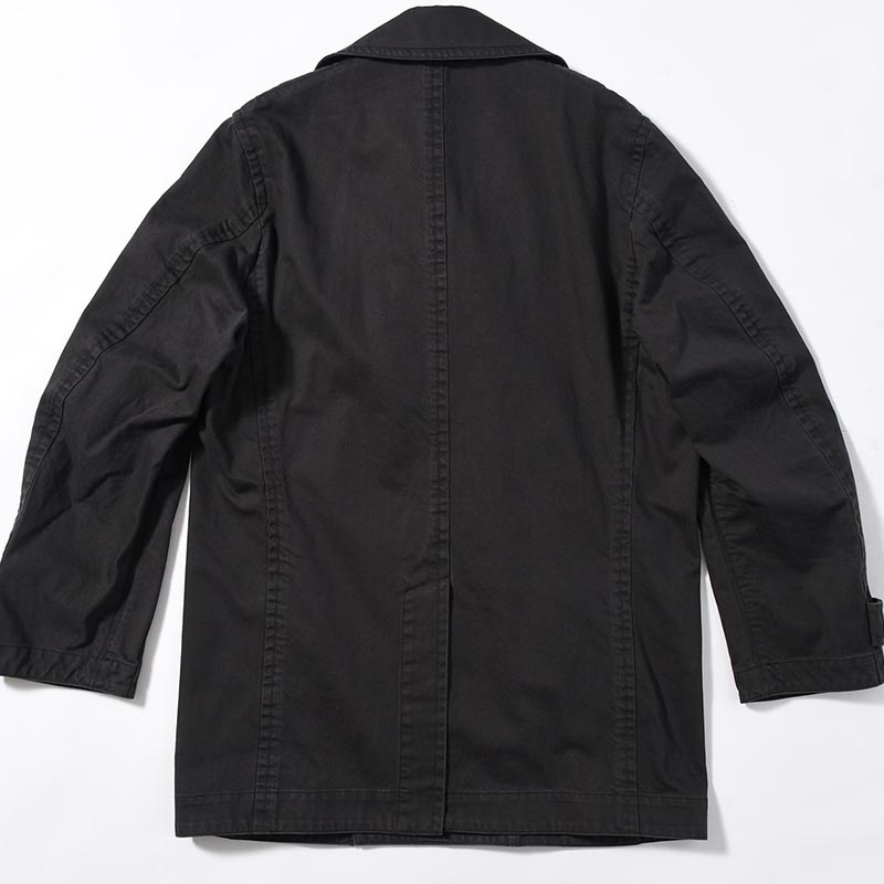 DOUBLE-BREASTED PEACOAT -BLACK-