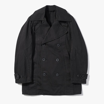 DOUBLE-BREASTED PEACOAT -BLACK-