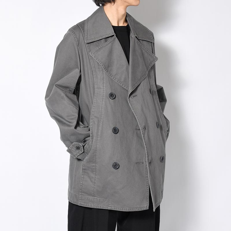 DOUBLE-BREASTED PEACOAT -GREY-