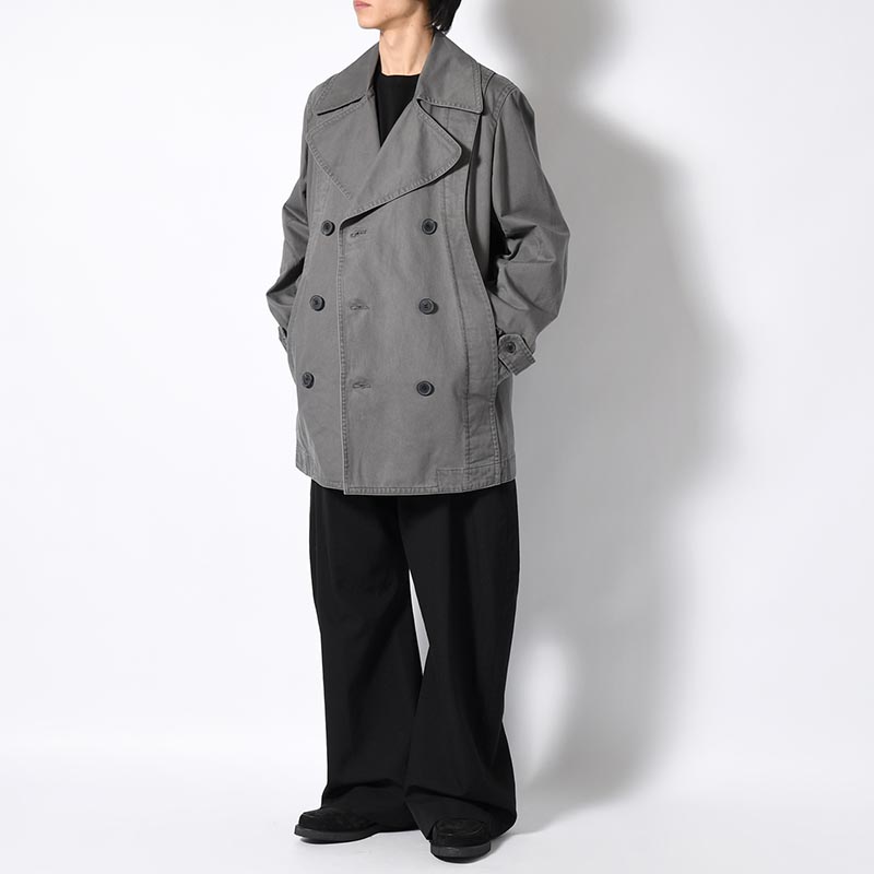 DOUBLE-BREASTED PEACOAT -GREY-