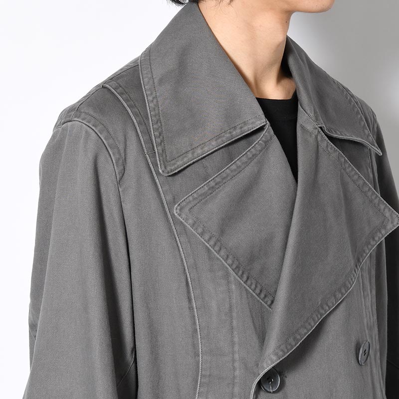 DOUBLE-BREASTED PEACOAT -GREY-