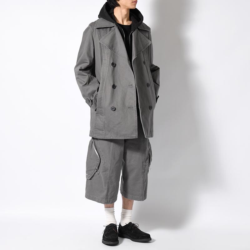 DOUBLE-BREASTED PEACOAT -GREY-