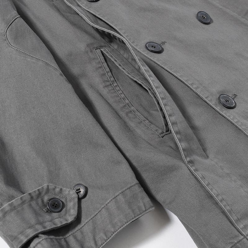 DOUBLE-BREASTED PEACOAT -GREY-