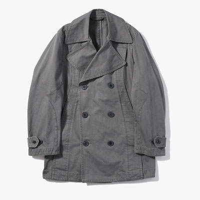 DOUBLE-BREASTED PEACOAT -GREY-