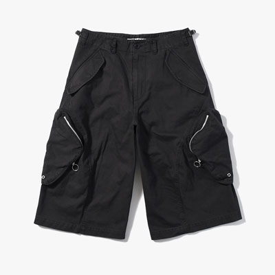 3D TWISTED CARGO SHORTS -BLACK-