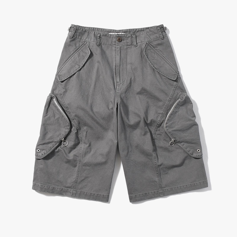 3D TWISTED CARGO SHORTS -GREY-