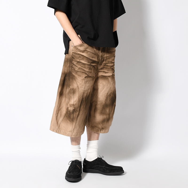 3D TWISTED JORTS -CRAZY DIRTY WASHED TAN-