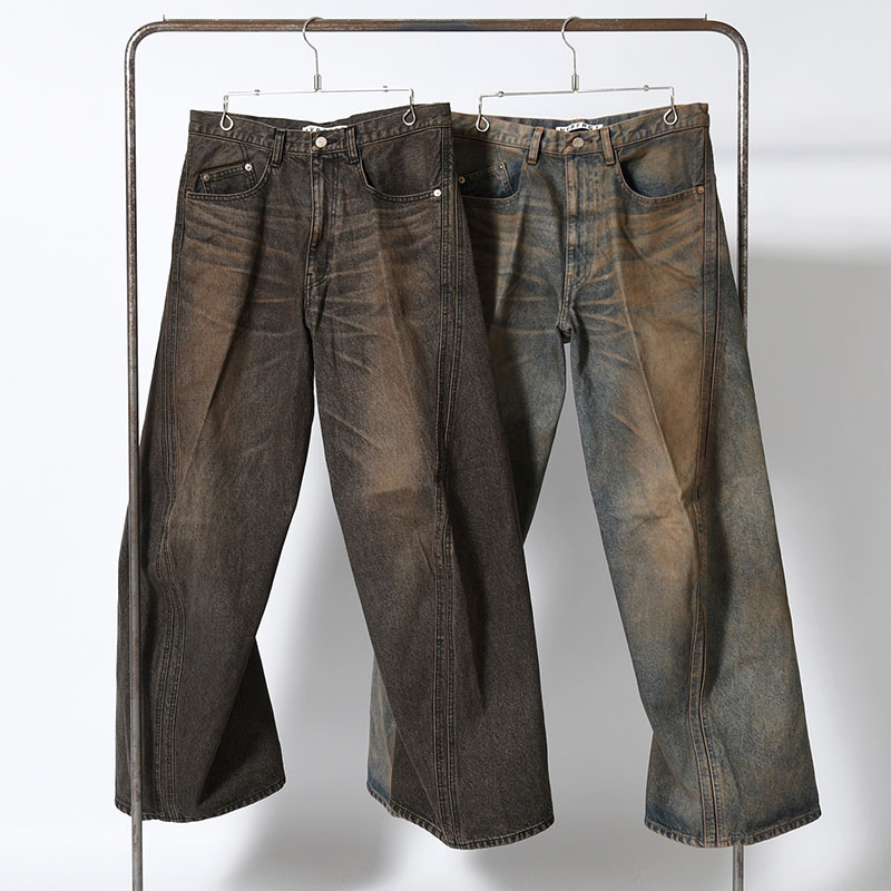 3D TWISTED WIDE LEG JEANS MUD FADED -2.COLOR-