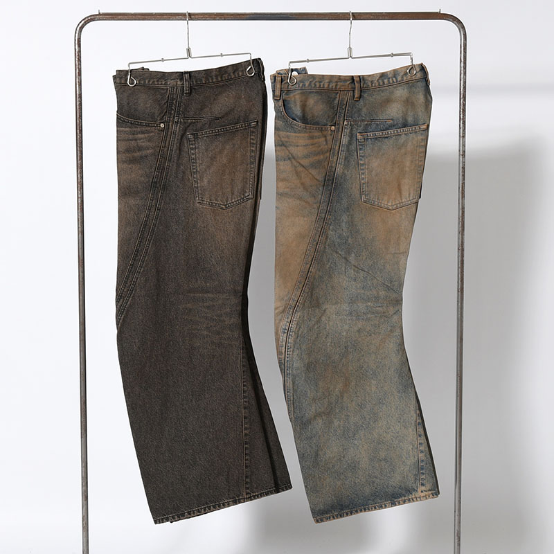 3D TWISTED WIDE LEG JEANS MUD FADED -2.COLOR-