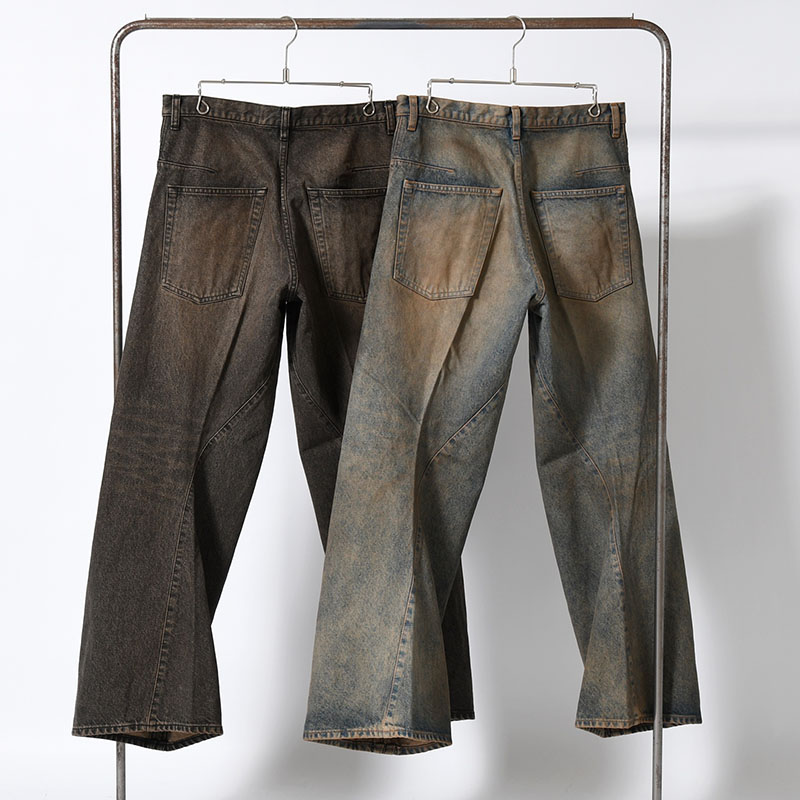 3D TWISTED WIDE LEG JEANS MUD FADED -2.COLOR-