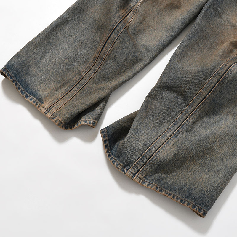 3D TWISTED WIDE LEG JEANS MUD FADED -2.COLOR-